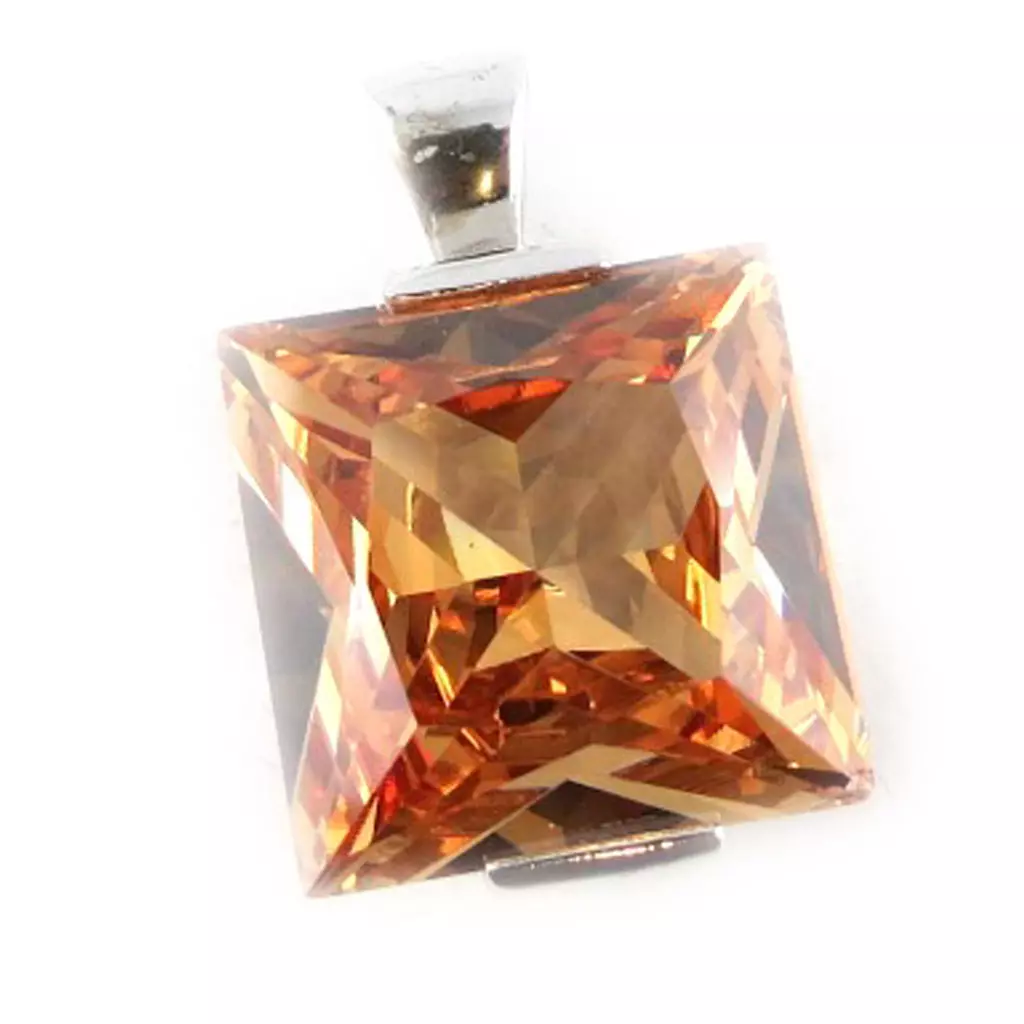 les trésors de lily Pendentif Argent 'Champagne' Ambre argenté 18x18 mm [E2154]