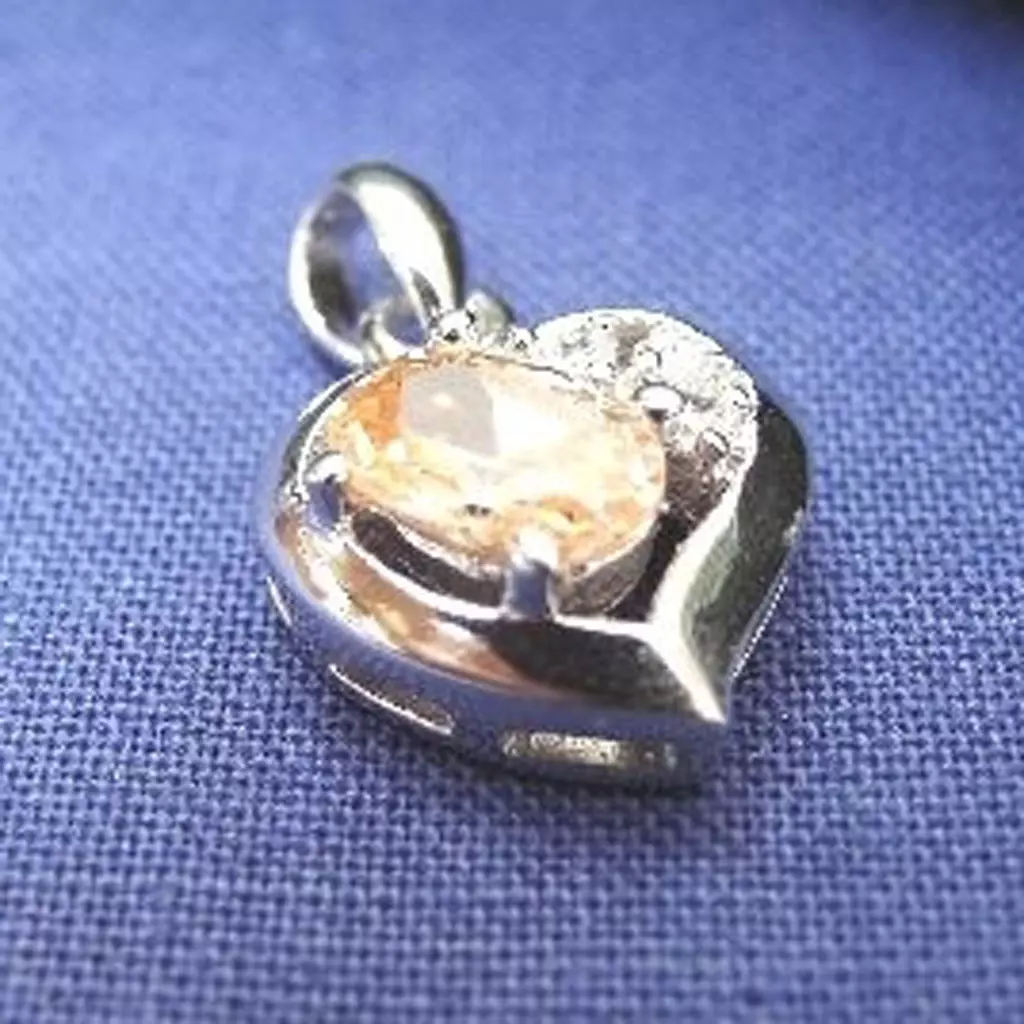 Les Trésors De Lily Pendentif Argent 'Charme De L'Amour' Ambre Champagne [B9567]