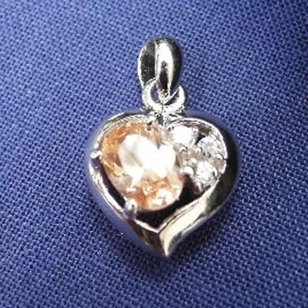 Les Trésors De Lily Pendentif Argent 'Charme De L'Amour' Ambre Champagne [B9567]