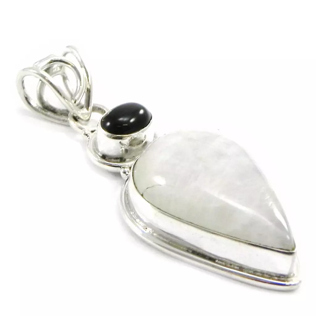 Les Trésors De Lily Pendentif Argent 'Charmes' Pierre De Lune Onyx [I4289]