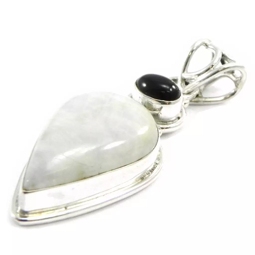 Les Trésors De Lily Pendentif Argent 'Charmes' Pierre De Lune Onyx [I4289]