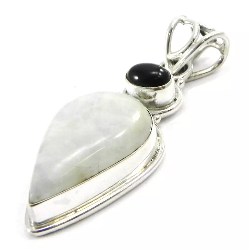 Les Trésors De Lily Pendentif Argent 'Charmes' Pierre De Lune Onyx [I4289]