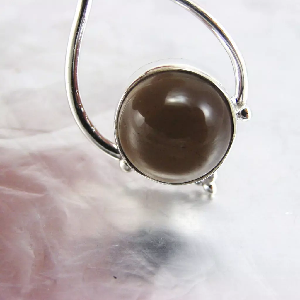 Les Trésors De Lily Pendentif Argent 'Charmes' Quartz Fumé [F7783]