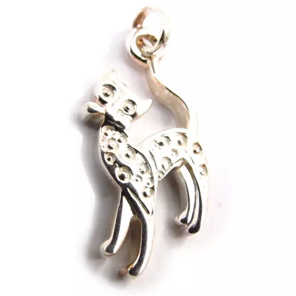 les trésors de lily Pendentif Argent 'Chat' argenté 13x18 mm [C5646]