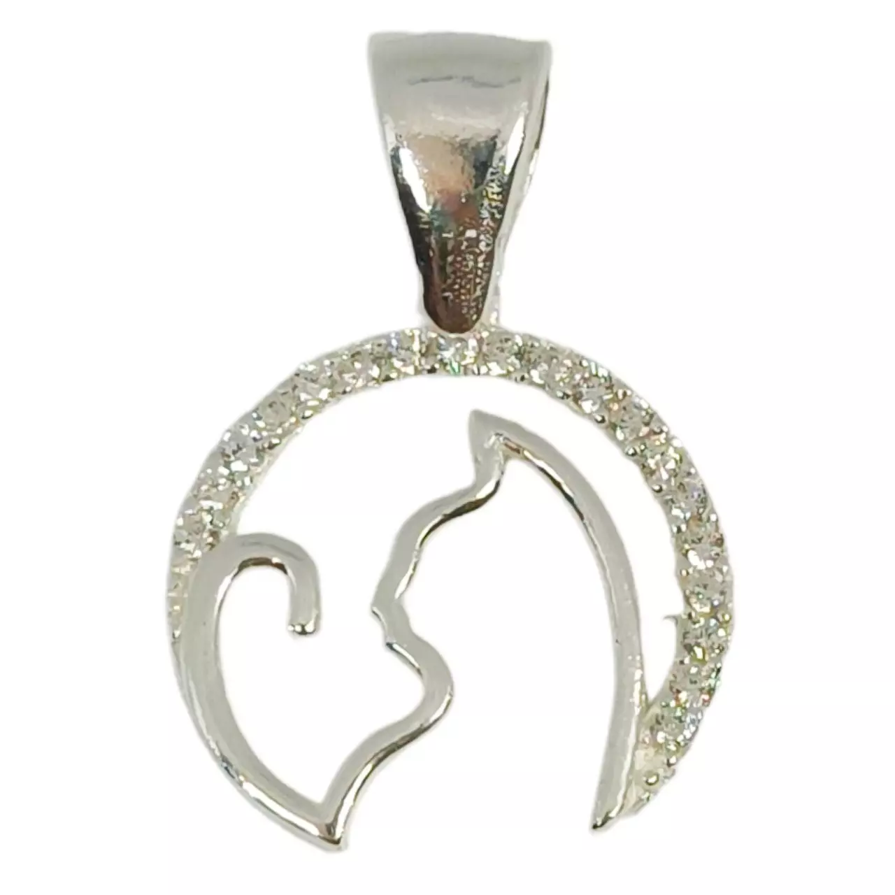 Les Trésors De Lily Pendentif Argent 'Chat Beauté' Blanc Argenté 13 Mm [R9732]