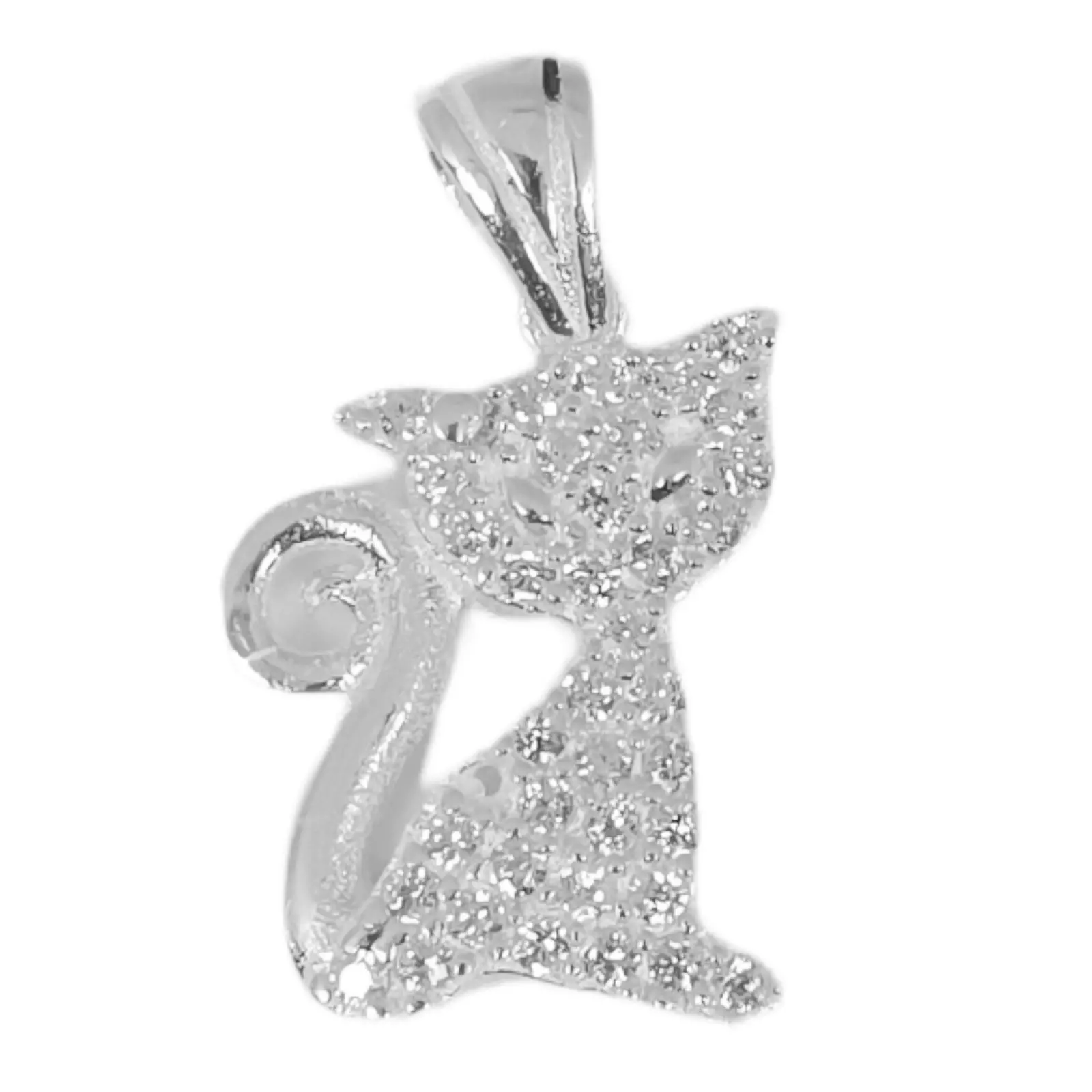les trésors de lily Pendentif argent 'Chat' blanc argenté 15x12 mm [S1005]