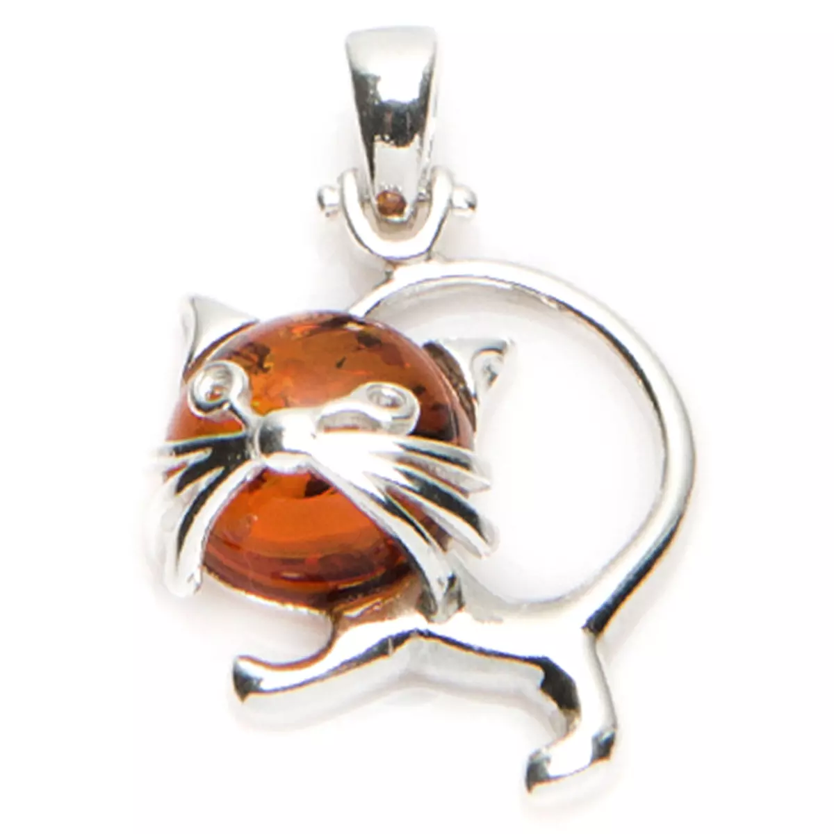 les trésors de lily Pendentif Argent 'Chat Inspiration' ambre argenté (rhodié) 20x20 mm [R5514]