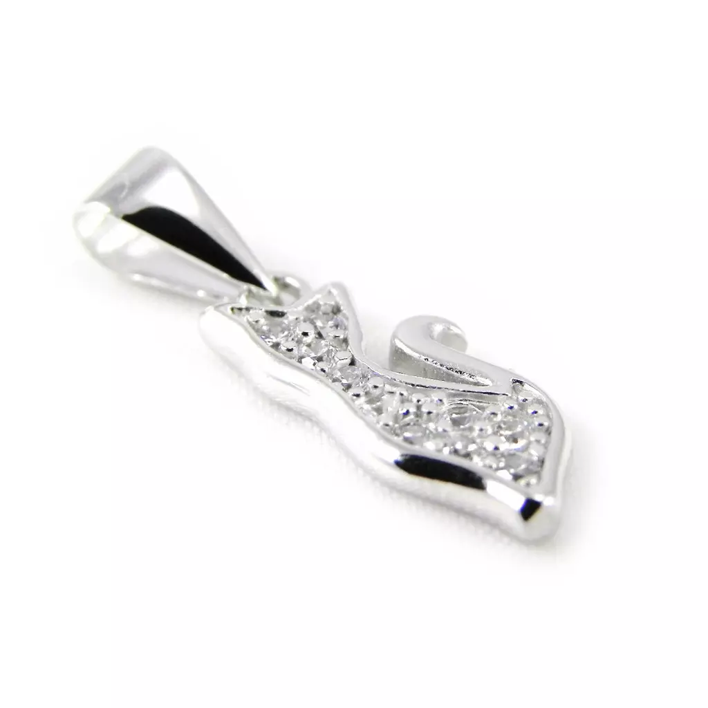 les trésors de lily Pendentif Argent 'Chat Sublime' Blanc [H0469]