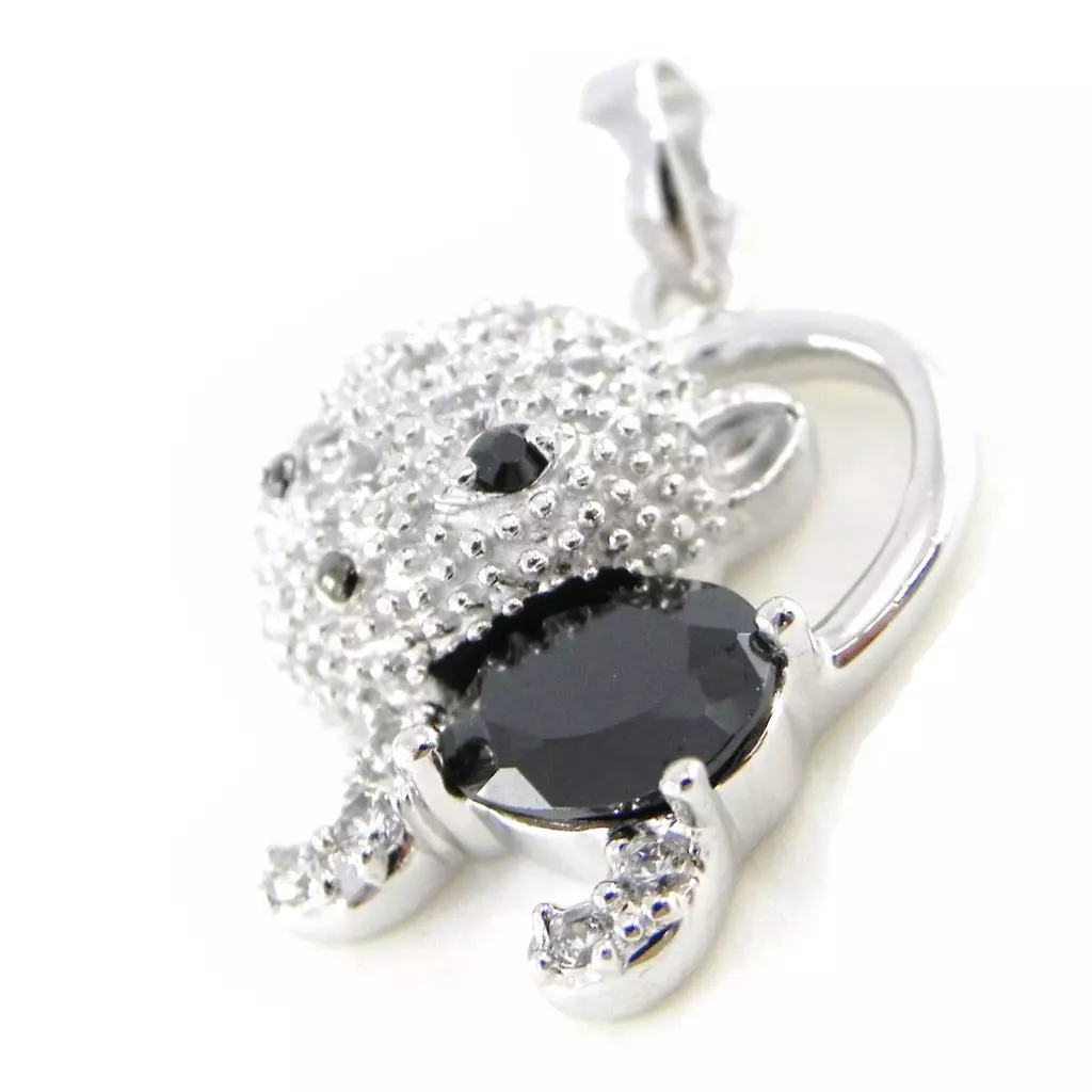 Les Trésors De Lily Pendentif Argent 'Chat Sublime' Noir Blanc [F6294]