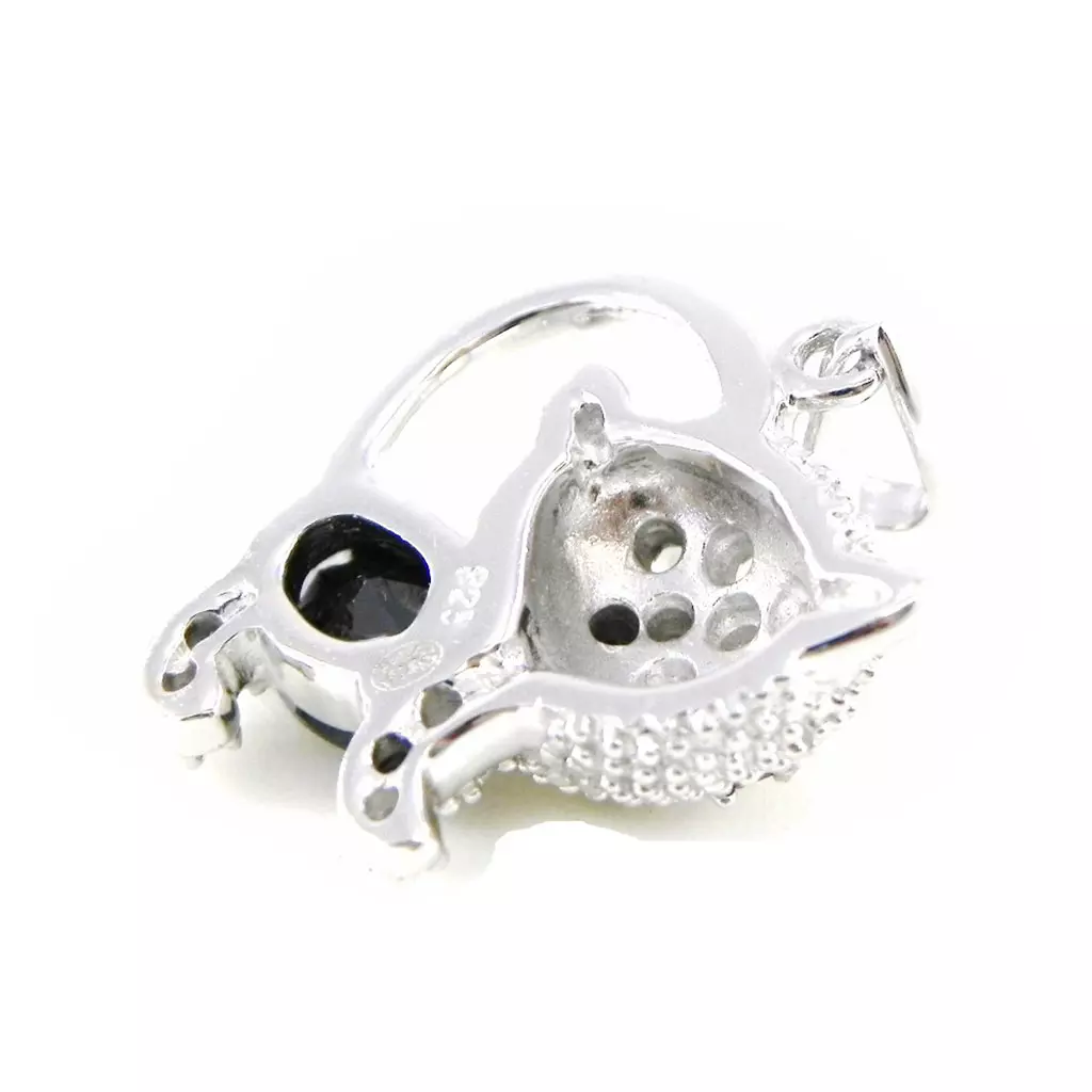 Les Trésors De Lily Pendentif Argent 'Chat Sublime' Noir Blanc [F6294]