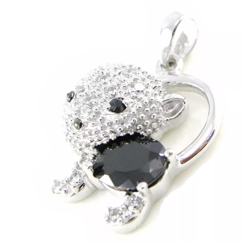 Les Trésors De Lily Pendentif Argent 'Chat Sublime' Noir Blanc [F6294]