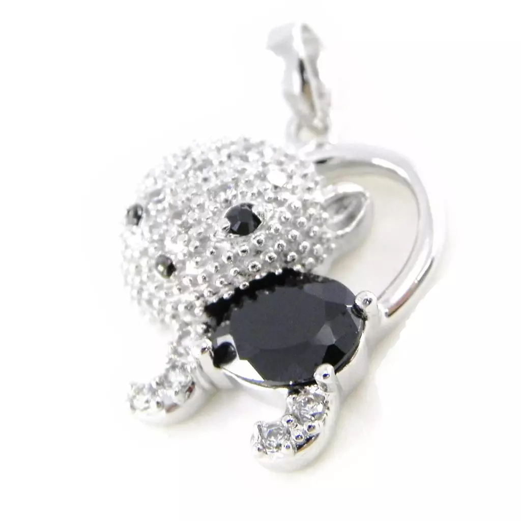 les trésors de lily Pendentif Argent 'Chat Sublime' Noir Blanc [F6294]
