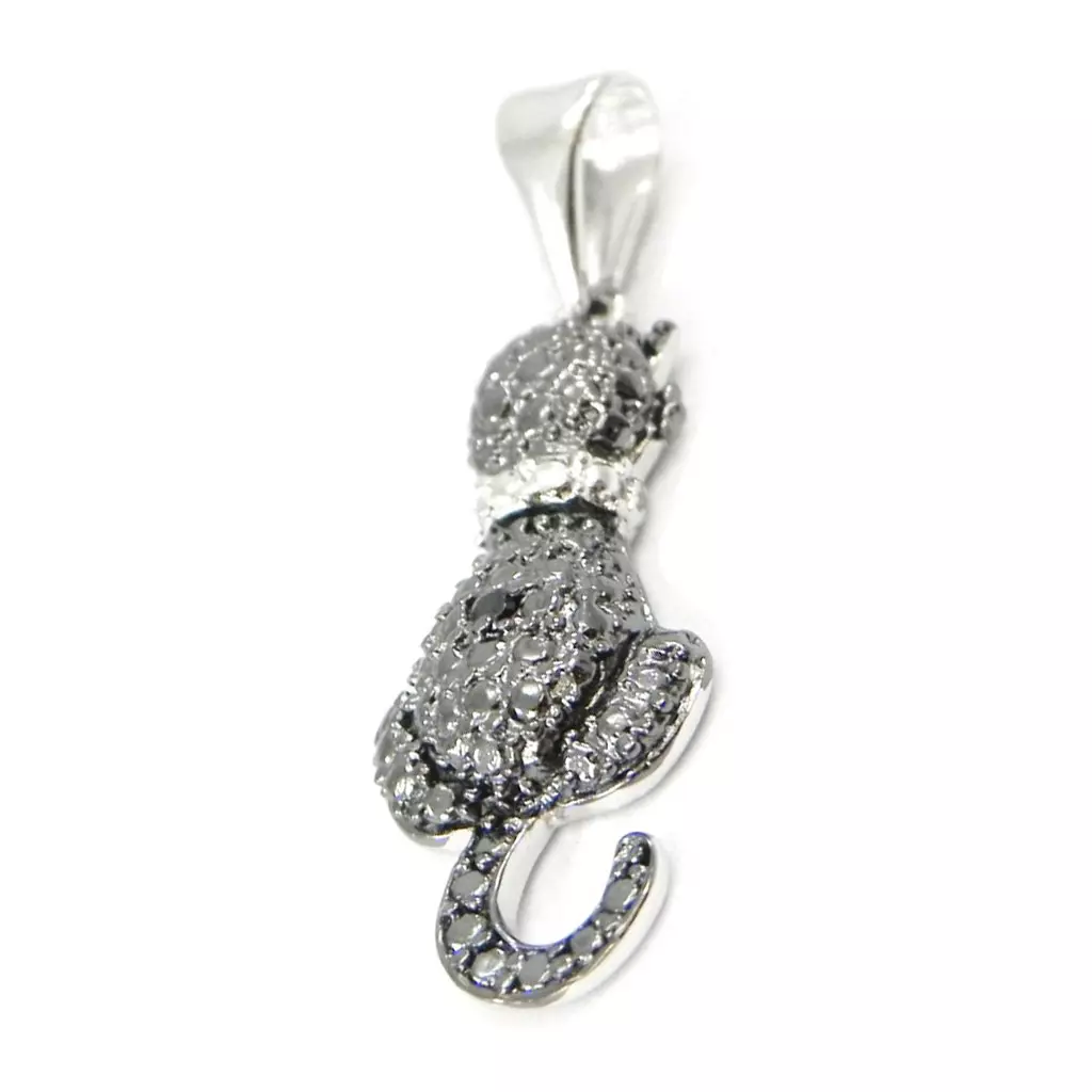 Les Trésors De Lily Pendentif Argent 'Chat Sublime' Noir Blanc (rhodié) 20x13 Mm [I3968]