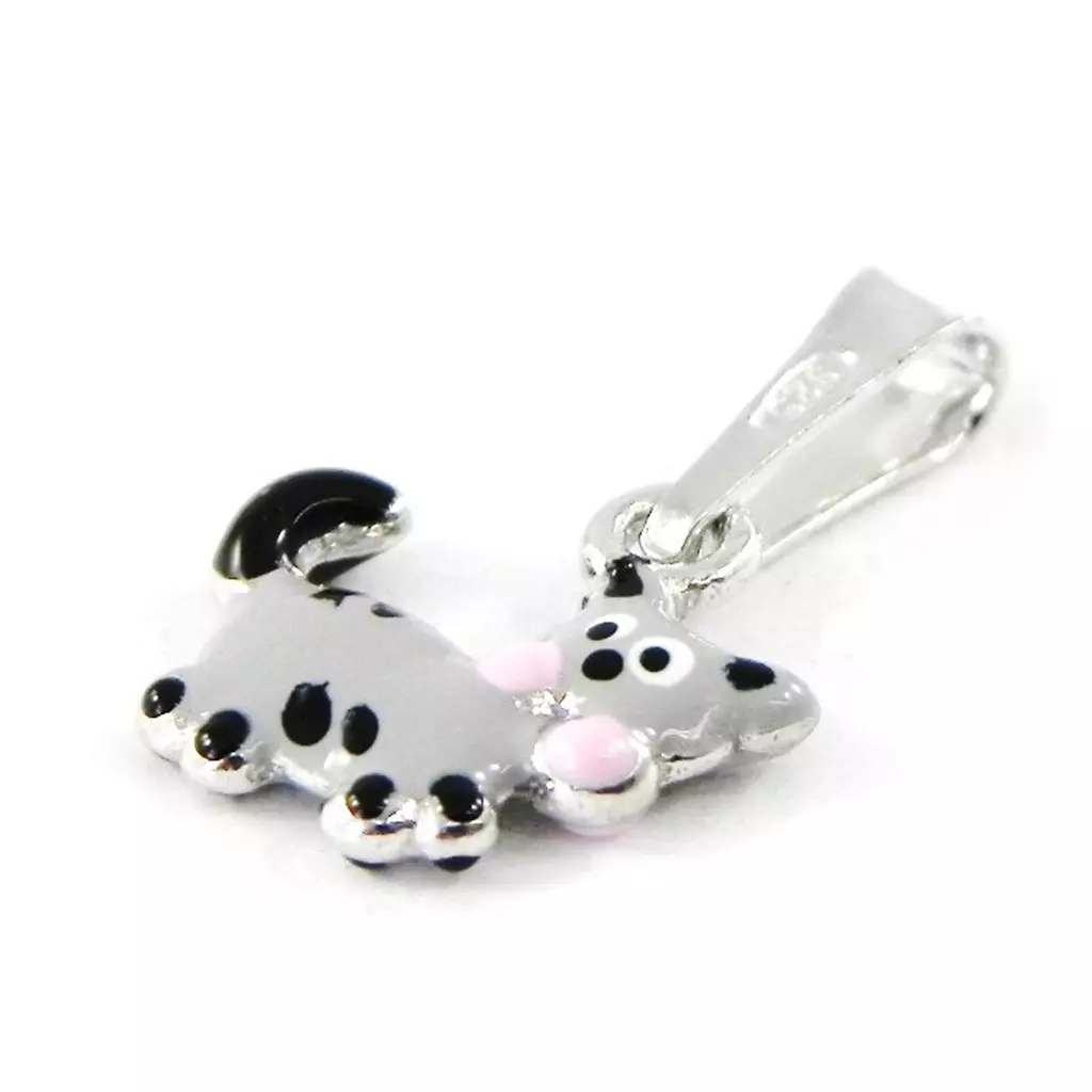 Les Trésors De Lily Pendentif Argent 'Chat Tigré' Gris 8x11 Mm [H9167]