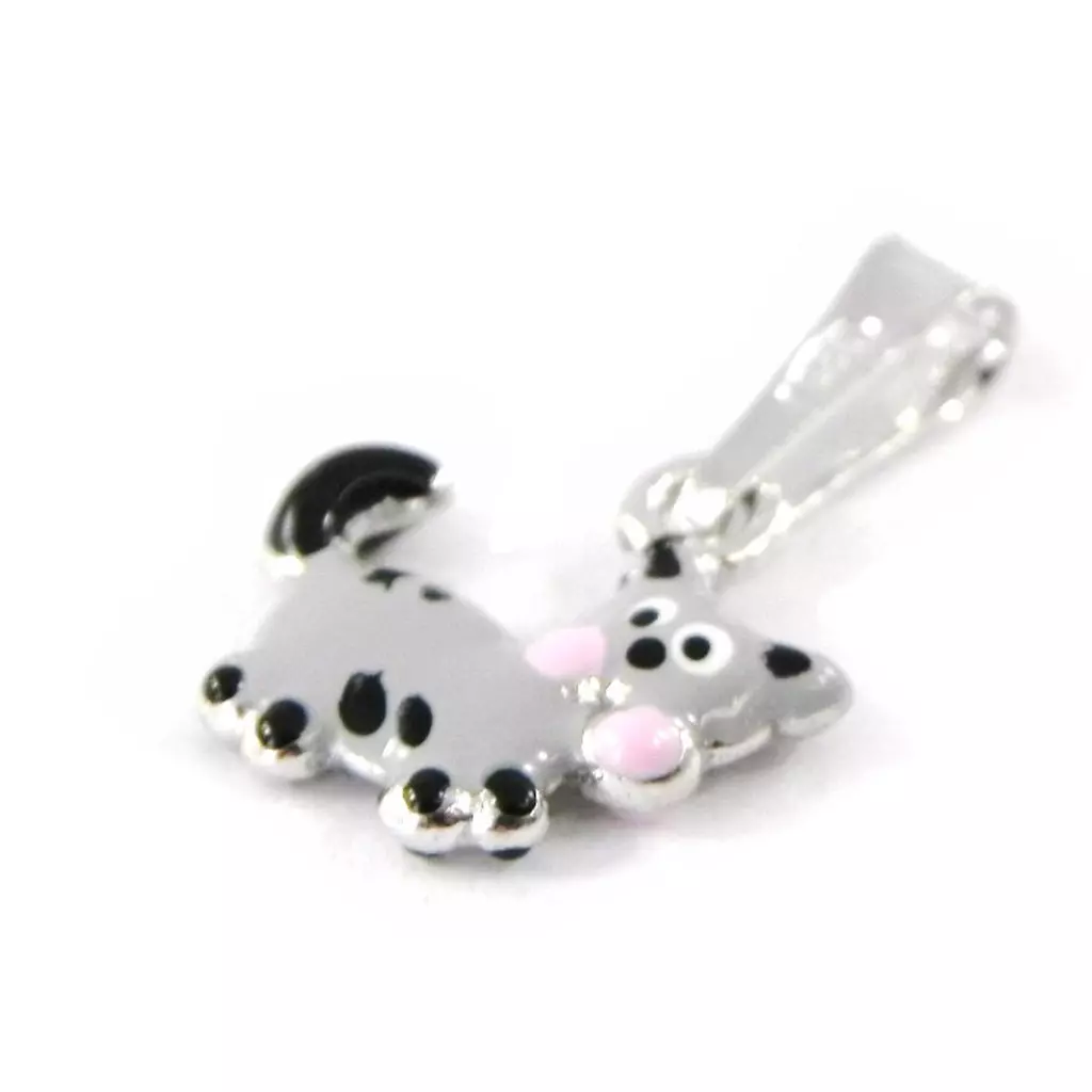 Les Trésors De Lily Pendentif Argent 'Chat Tigré' Gris 8x11 Mm [H9167]