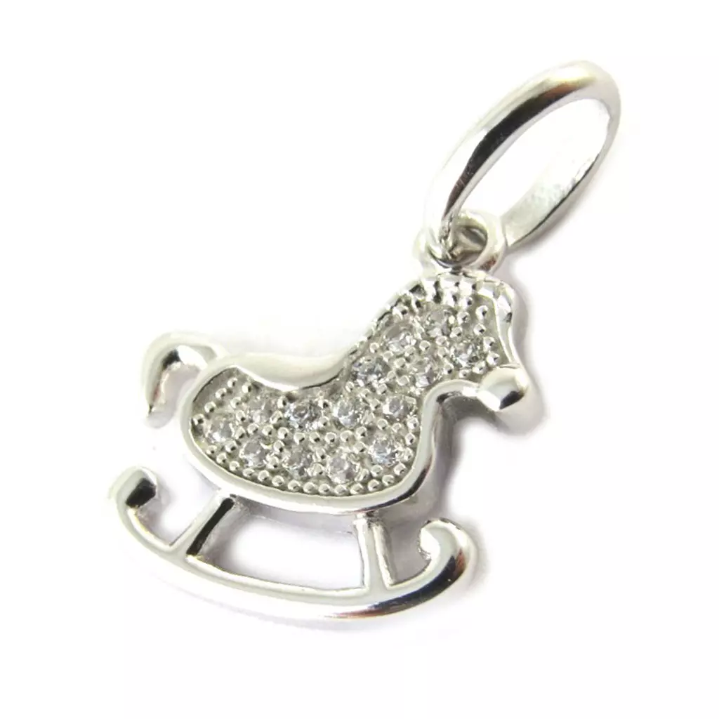 Les Trésors De Lily Pendentif Argent 'Cheval à Bascule' Blanc (rhodié) 12x11 Mm [N5344]