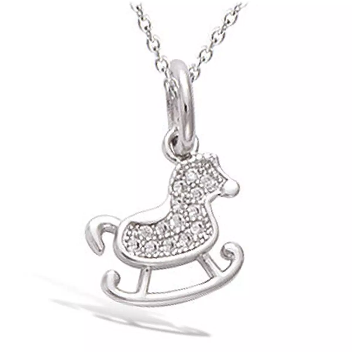 les trésors de lily Pendentif Argent 'Cheval à Bascule' blanc (rhodié) 12x11 mm [N5344]