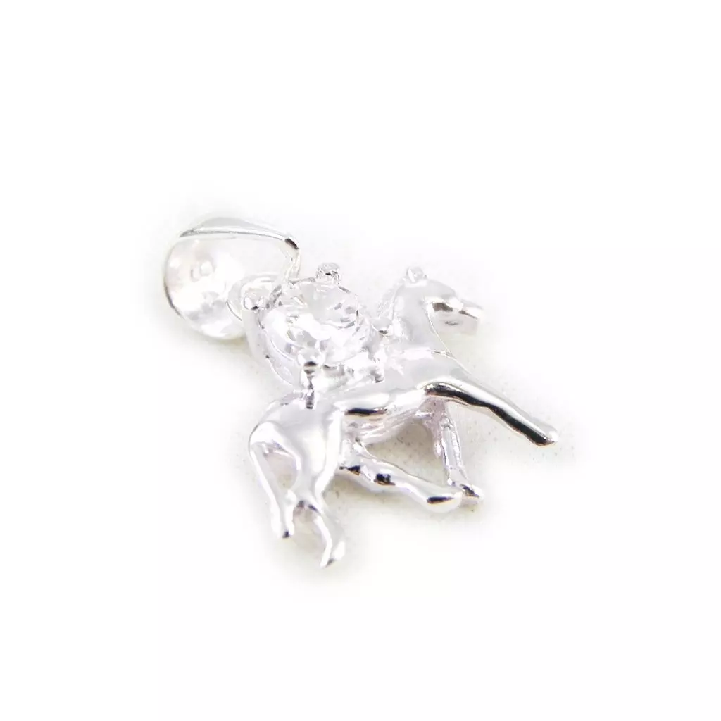 les trésors de lily Pendentif Argent 'Cheval' argenté 12x13 mm [G1612]