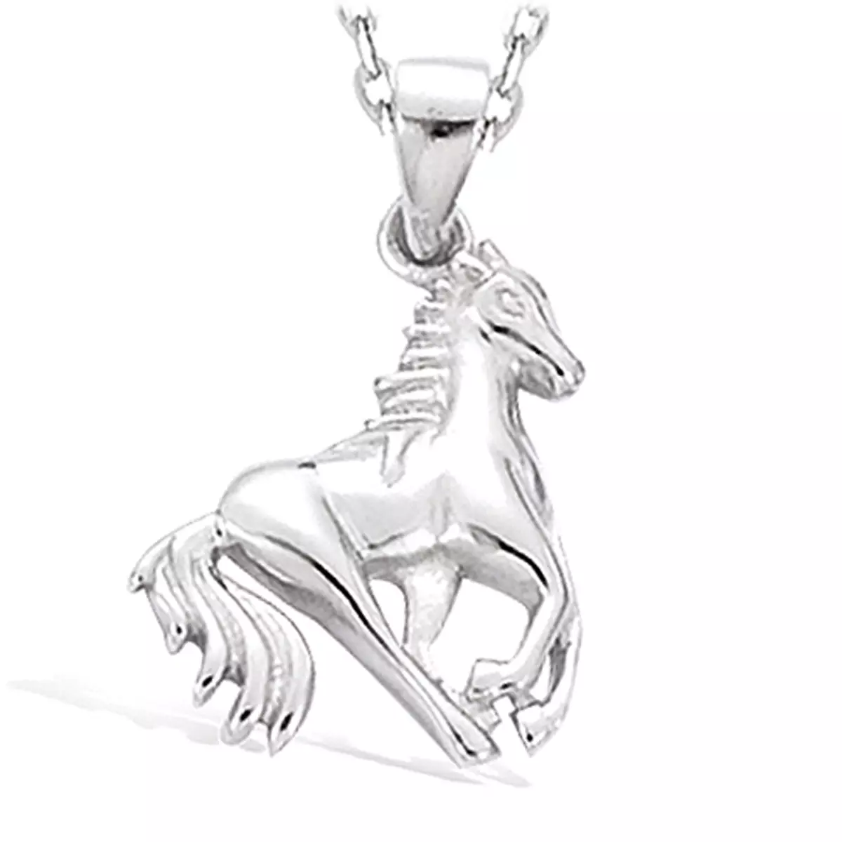 les trésors de lily Pendentif Argent 'Cheval' argenté (rhodié) 18x15 mm [I4249]