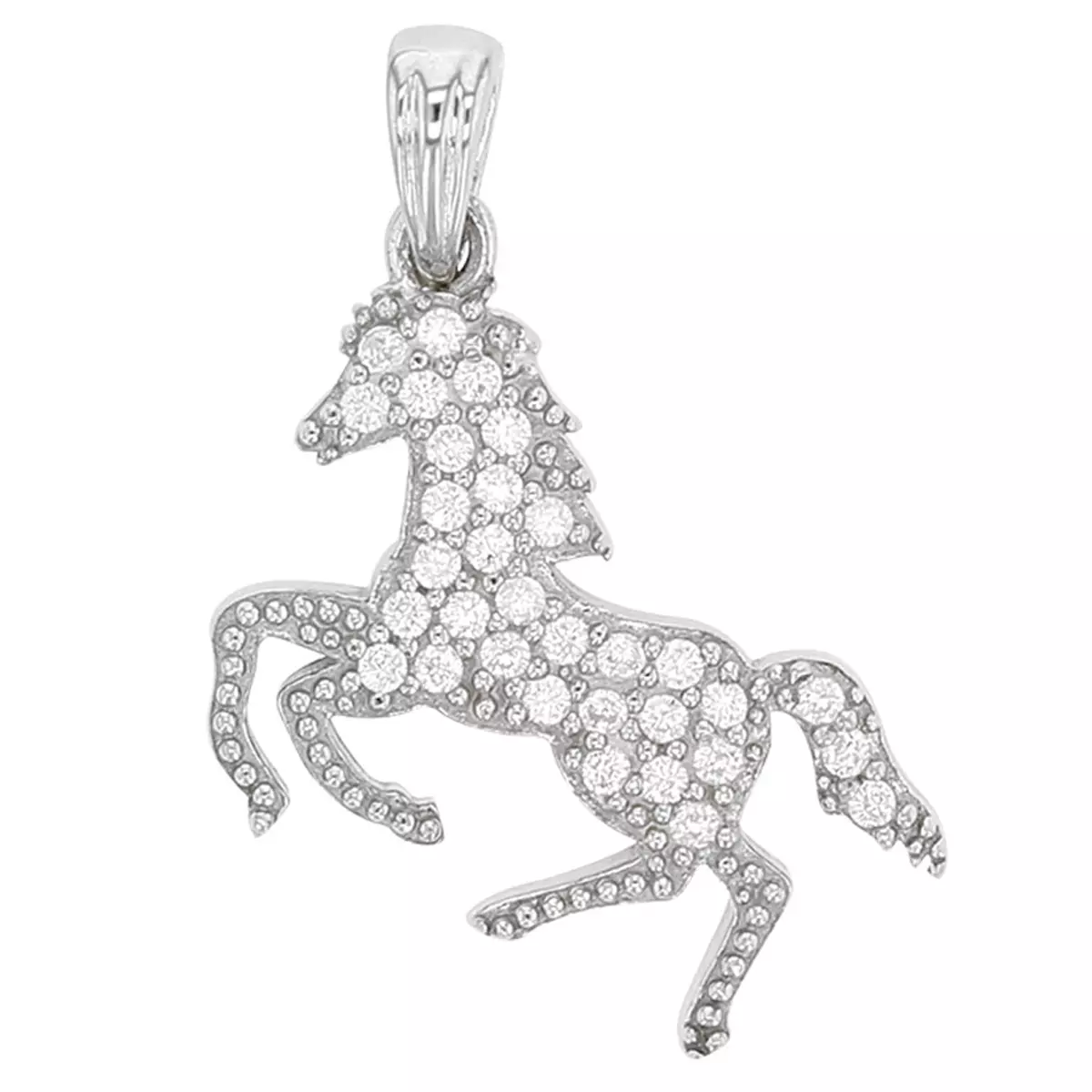 les trésors de lily Pendentif Argent 'Cheval' blanc argenté (rhodié) 18x12 mm [Q3332]