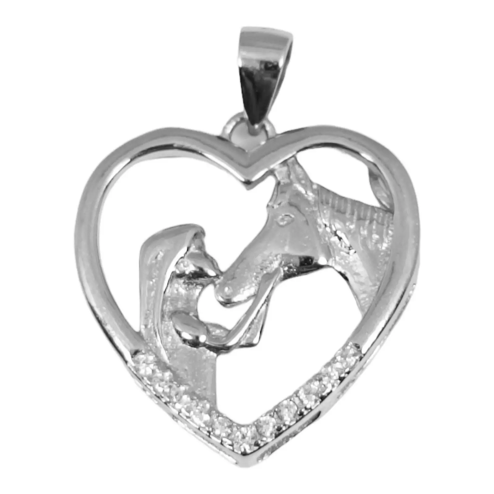 les trésors de lily Pendentif Argent 'Cheval' blanc argenté (rhodié) 19x18 mm [S0369]