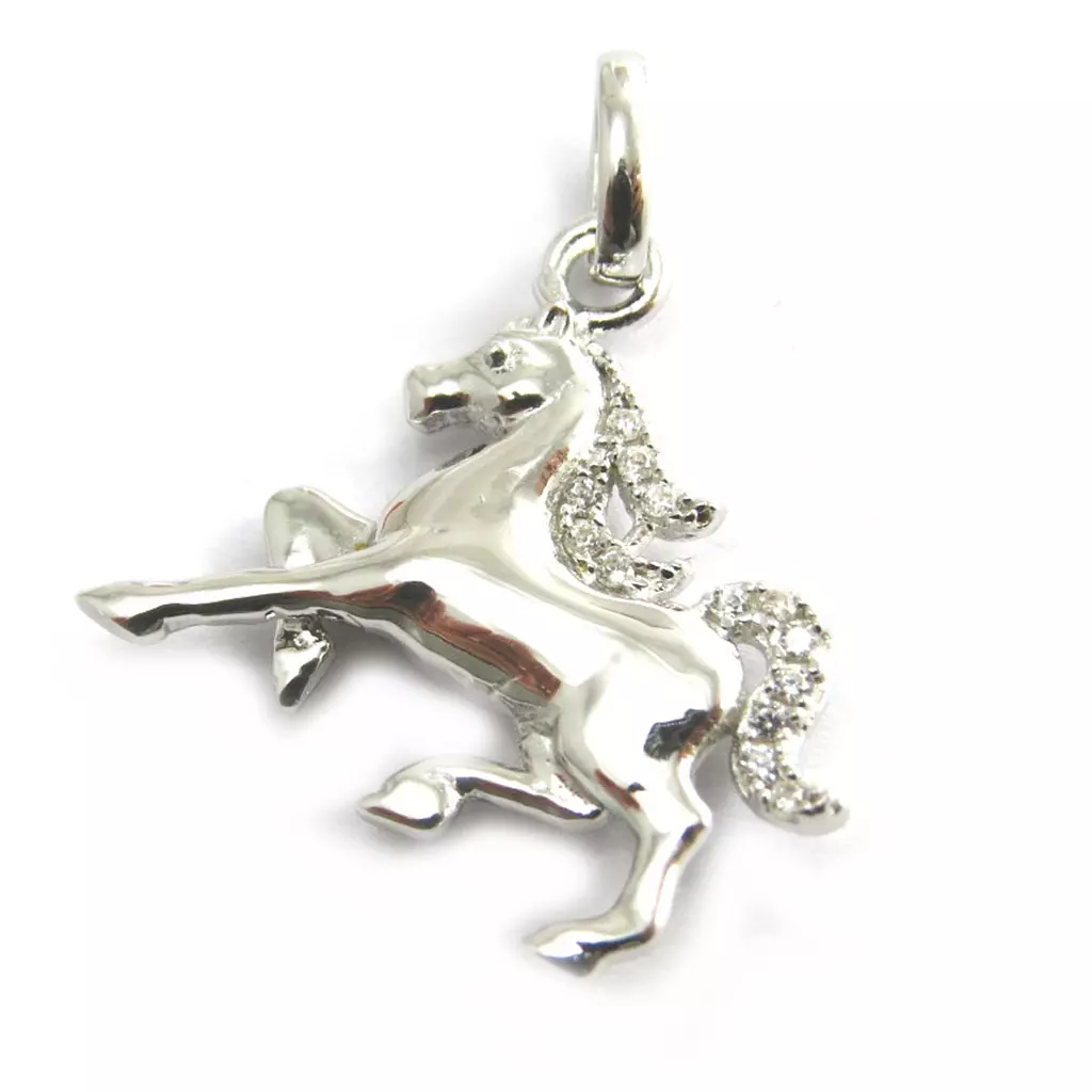 Les Trésors De Lily Pendentif Argent 'Cheval' Blanc (rhodié) 17x15 Mm [N2975]