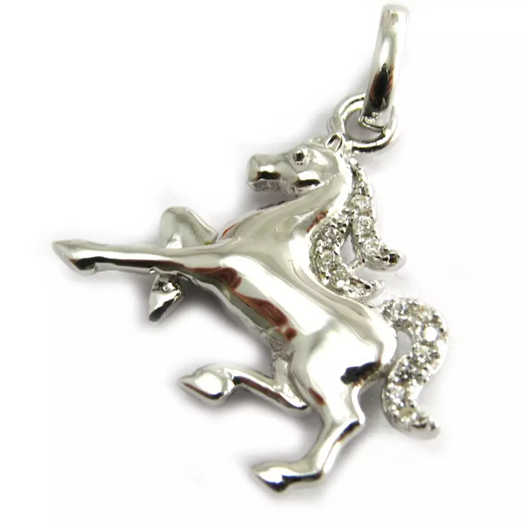 Les Trésors De Lily Pendentif Argent 'Cheval' Blanc (rhodié) 17x15 Mm [N2975]