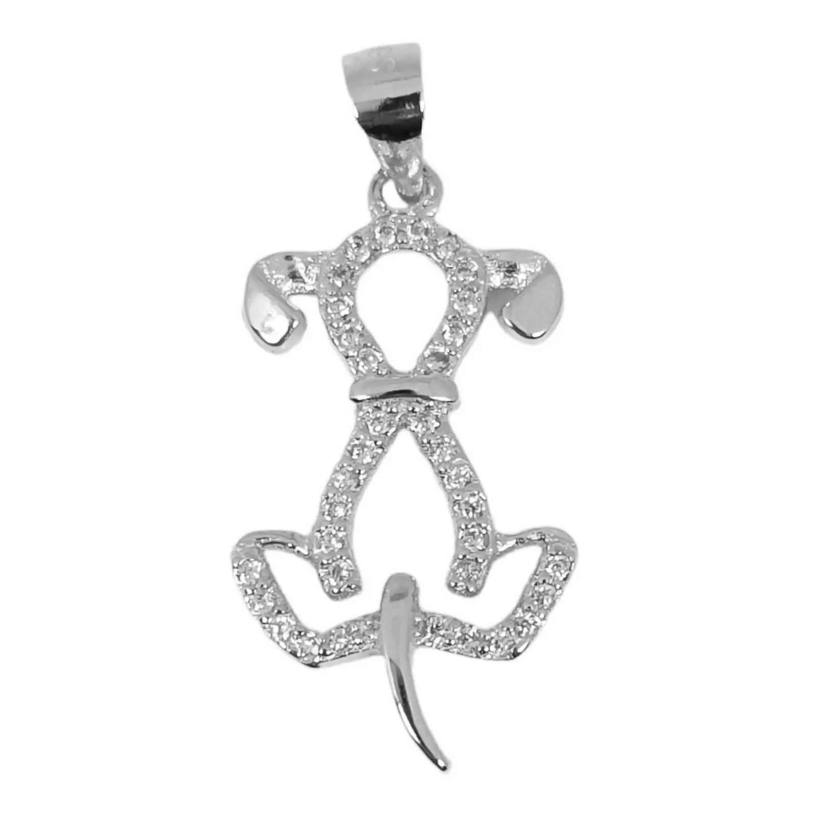 les trésors de lily Pendentif argent 'Chien' blanc argenté (rhodié) 23x14 mm [S0742]