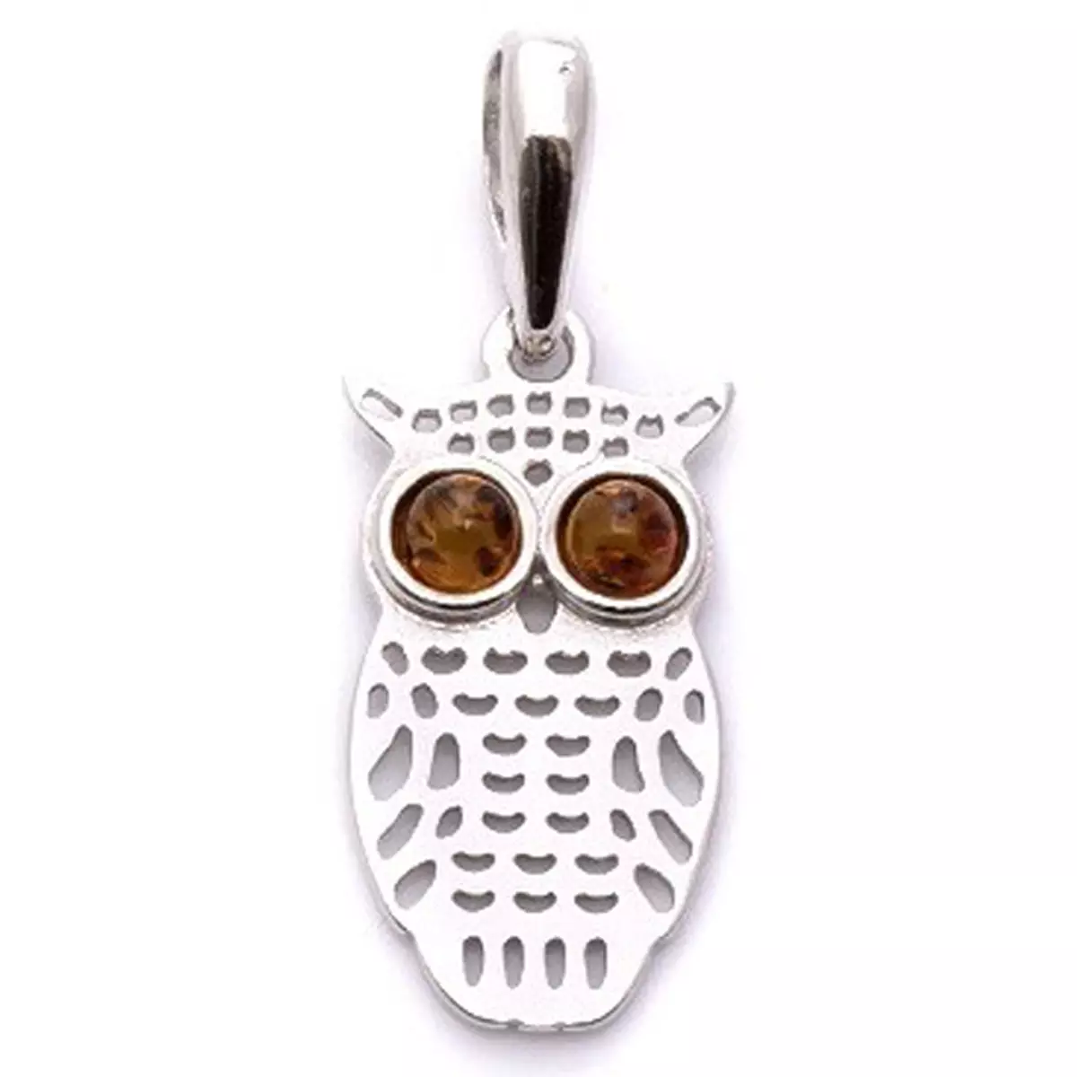 les trésors de lily Pendentif Argent 'Chouette' Ambre (rhodié) 17x9 mm [Q1818]