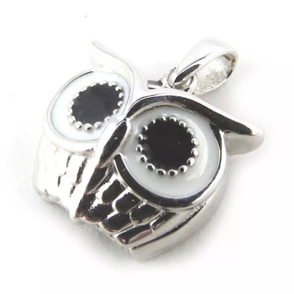 Les Trésors De Lily Pendentif Argent 'Chouette' Noir Blanc Argenté [N0335]