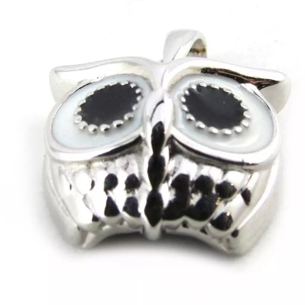 Les Trésors De Lily Pendentif Argent 'Chouette' Noir Blanc Argenté [N0335]