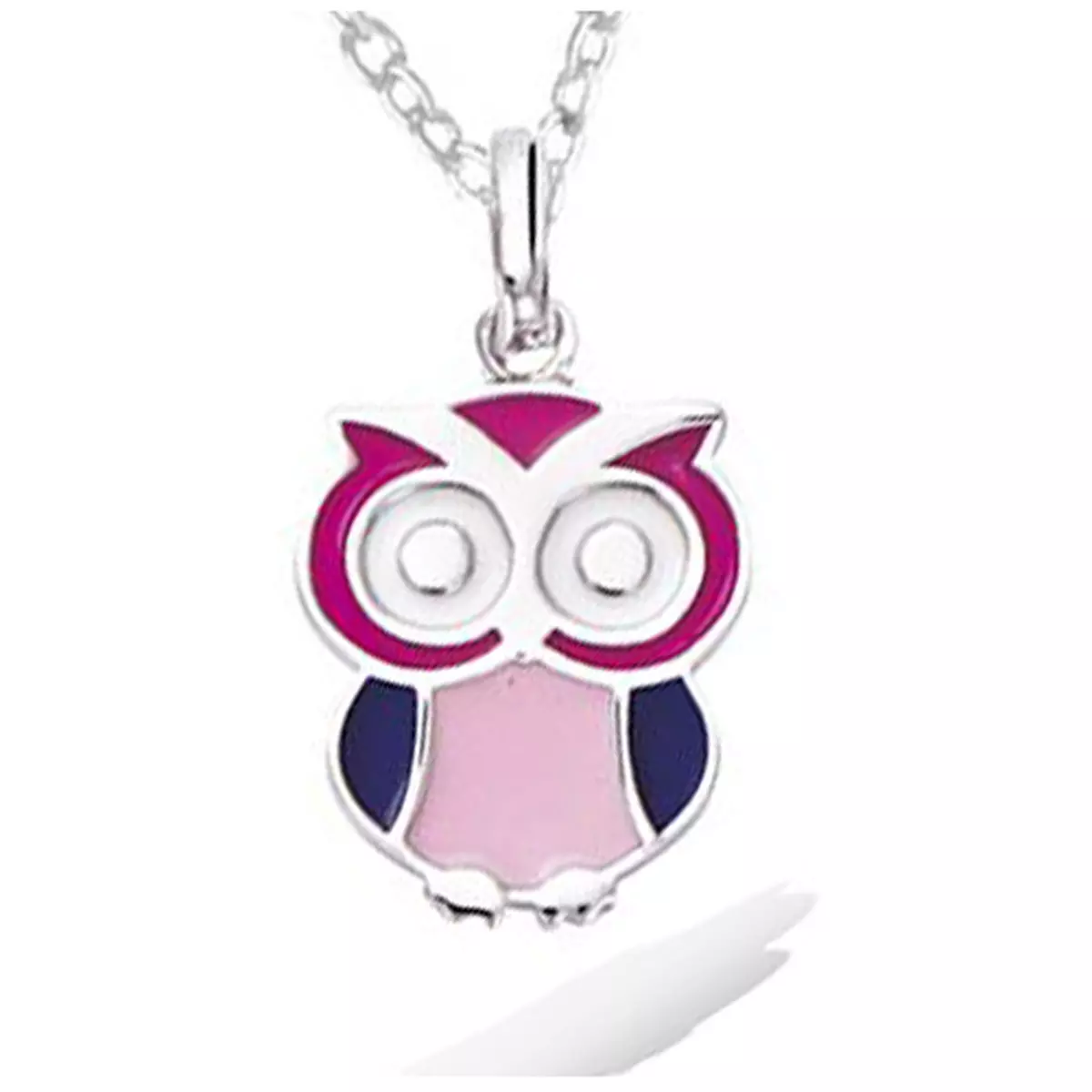 les trésors de lily Pendentif Argent 'Chouette' rose violet argenté (rhodié) 12x10 mm [R3803]