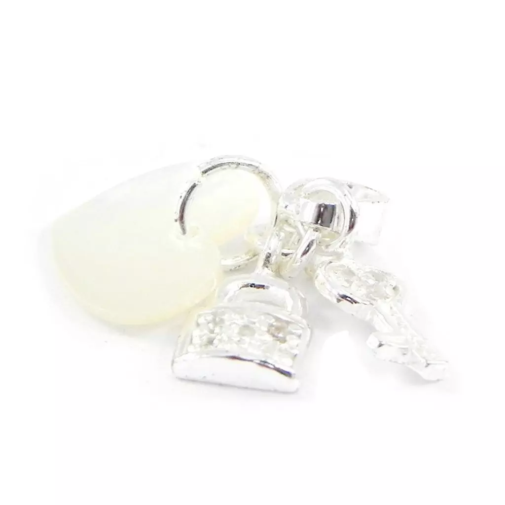 Les Trésors De Lily Pendentif Argent 'Clé De L'Amour' Blanc Argenté 25 Mm [G1641]