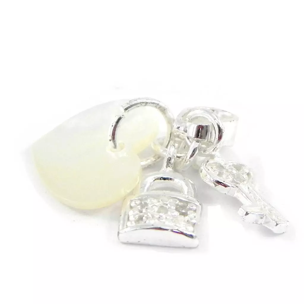 Les Trésors De Lily Pendentif Argent 'Clé De L'Amour' Blanc Argenté 25 Mm [G1641]