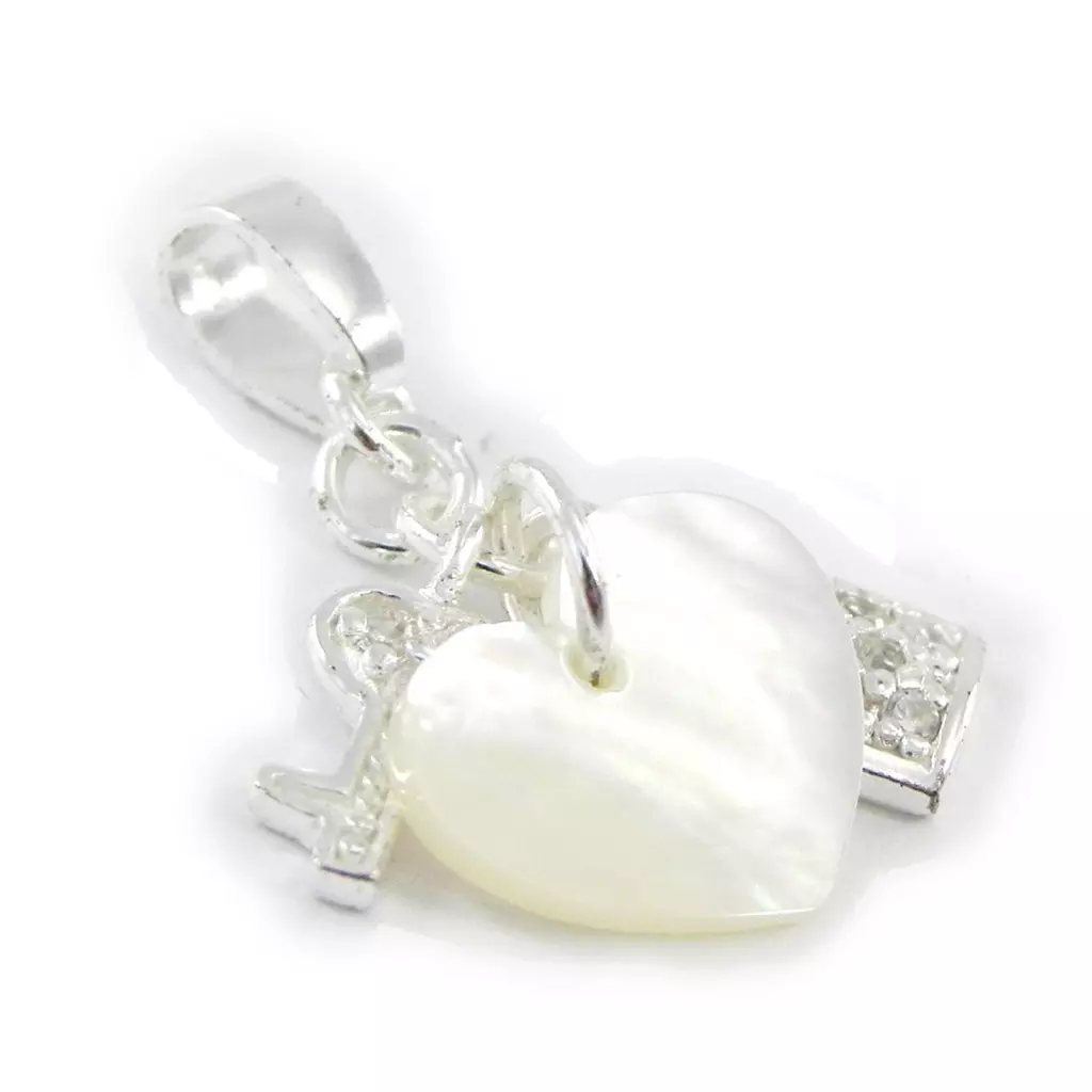 les trésors de lily Pendentif Argent 'Clé de l'Amour' Blanc argenté 25 mm [G1641]
