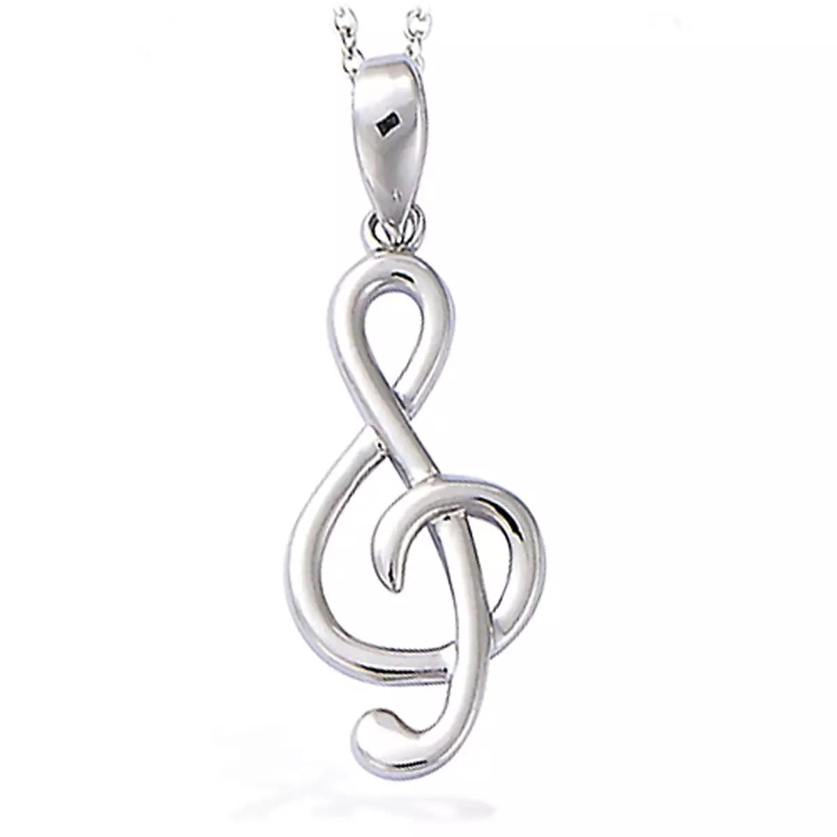 les trésors de lily Pendentif Argent 'Clé de Sol' argenté (rhodié) 20x10 mm [P1174]