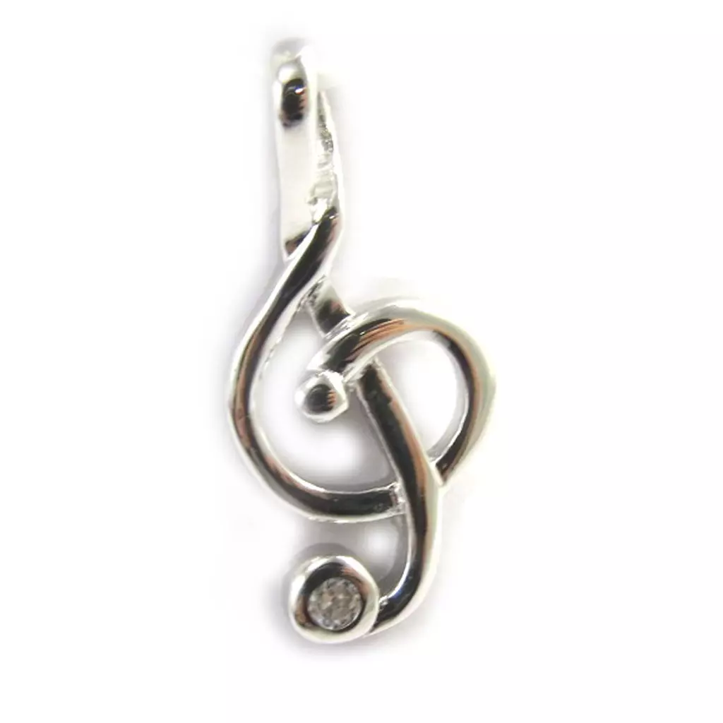 Les Trésors De Lily Pendentif Argent 'Clé De Sol' Blanc Argenté 17x8 Mm [M1703]