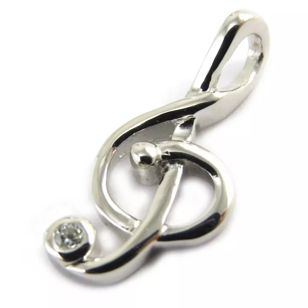 les trésors de lily Pendentif Argent 'Clé de Sol' blanc argenté 17x8 mm [M1703]