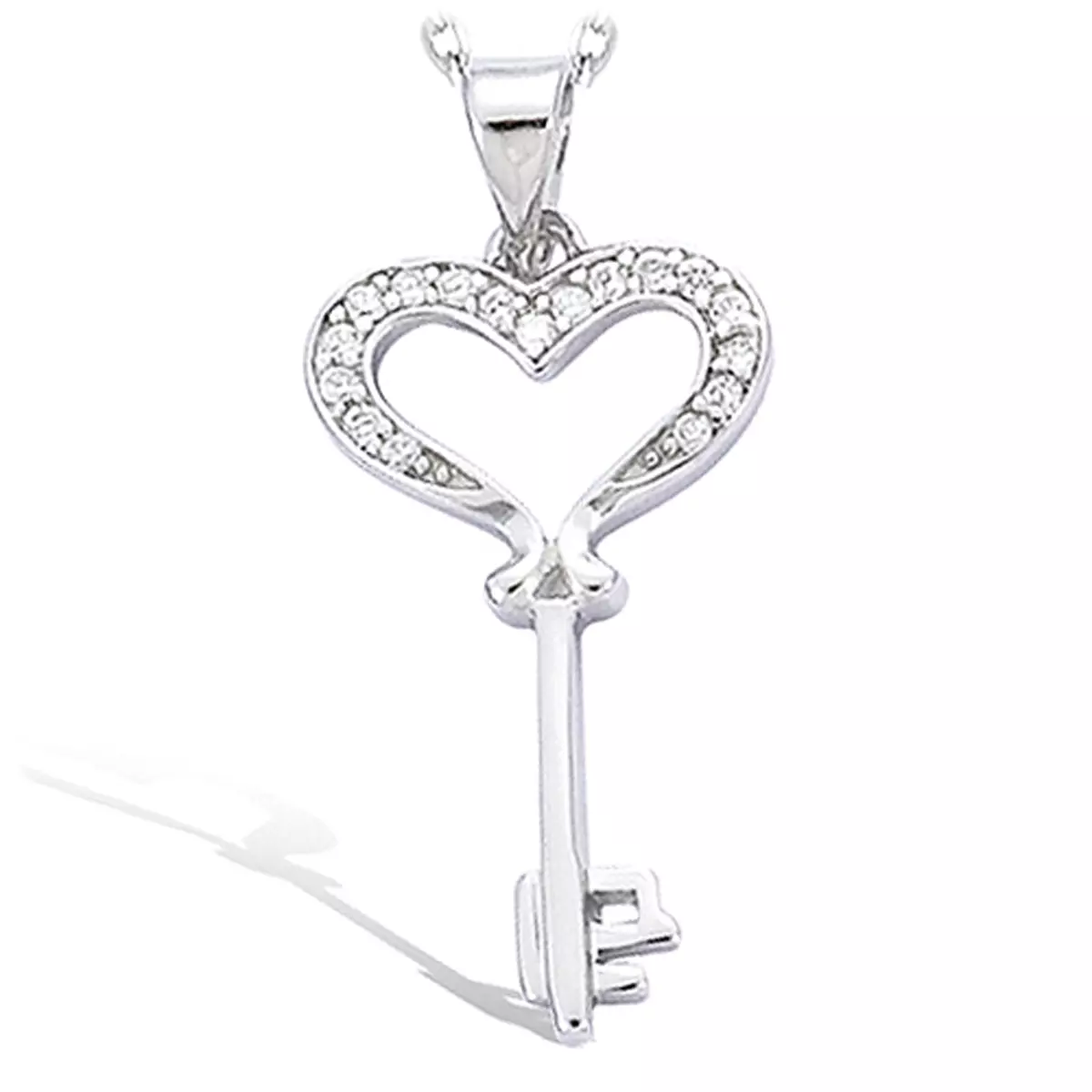 les trésors de lily Pendentif Argent 'Clé Déesse' blanc argenté (rhodié) 15x25 mm [H0427]