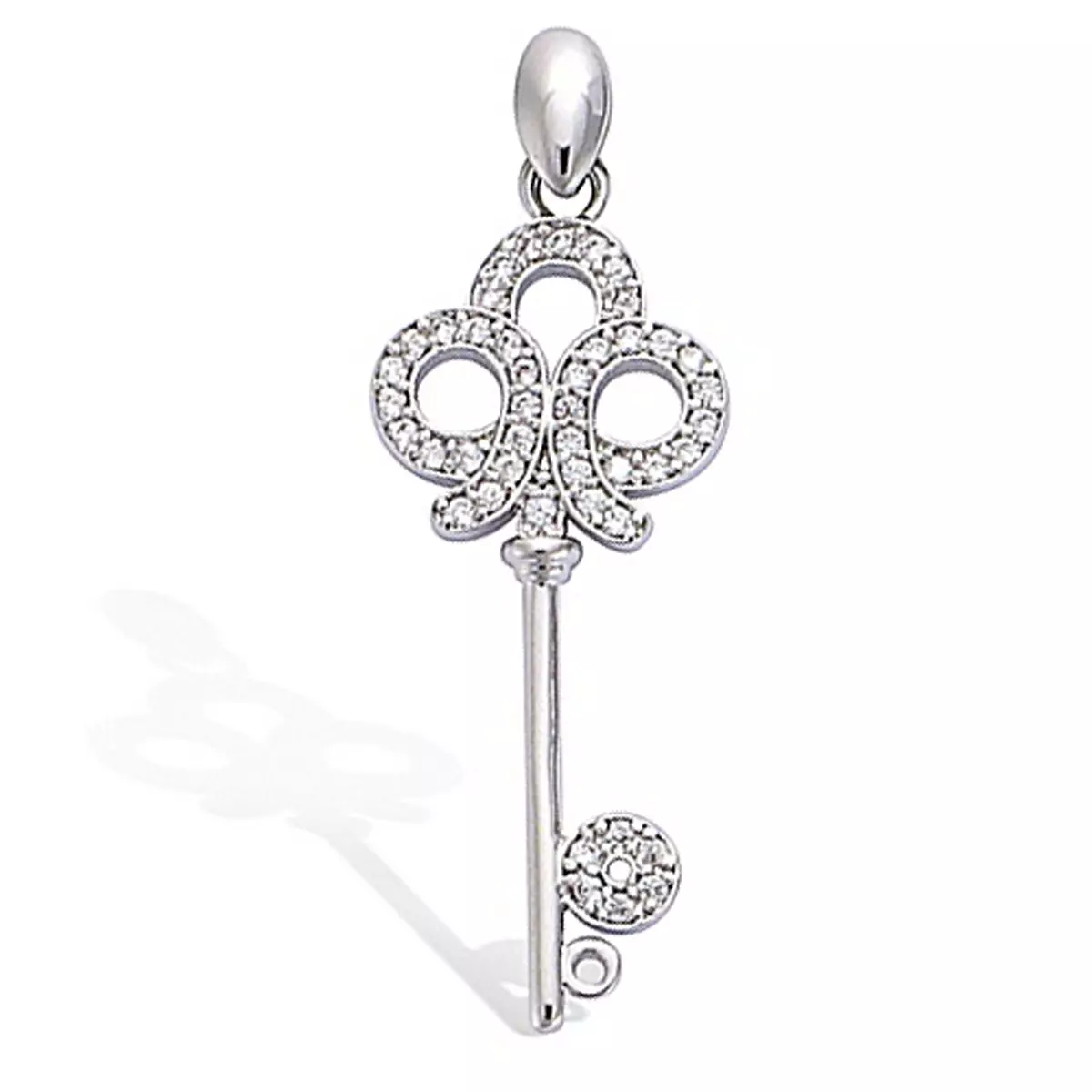 les trésors de lily Pendentif Argent 'Clé Déesse' blanc argenté (rhodié) 35x12 mm [M6198]