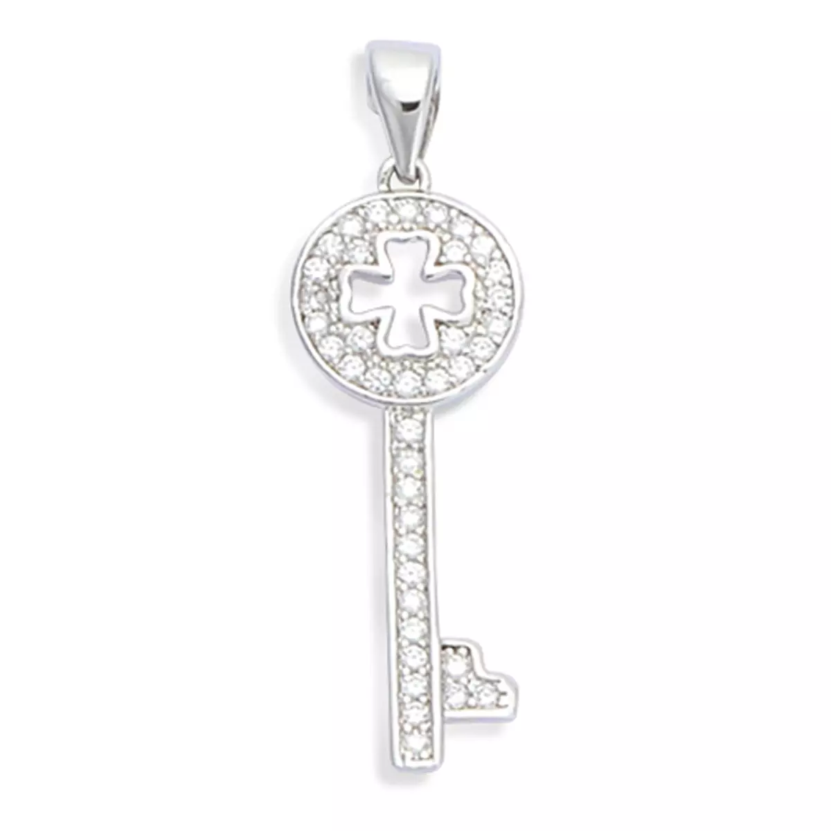 les trésors de lily Pendentif Argent 'Clé Déesse' blanc argenté (rhodié) 35x10 mm [L1808]