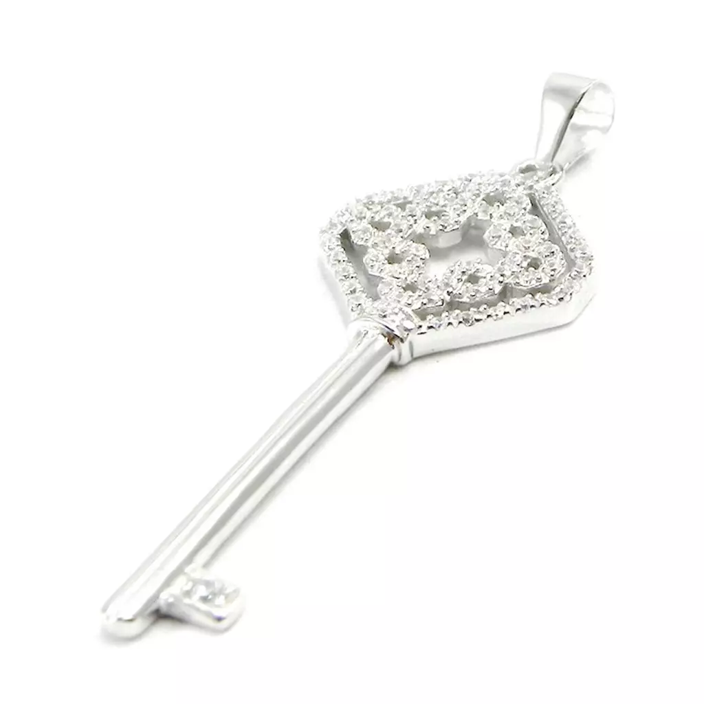 Les Trésors De Lily Pendentif Argent 'Clé Déesse' Blanc Argenté (rhodié) 45x17 Mm [I3942]