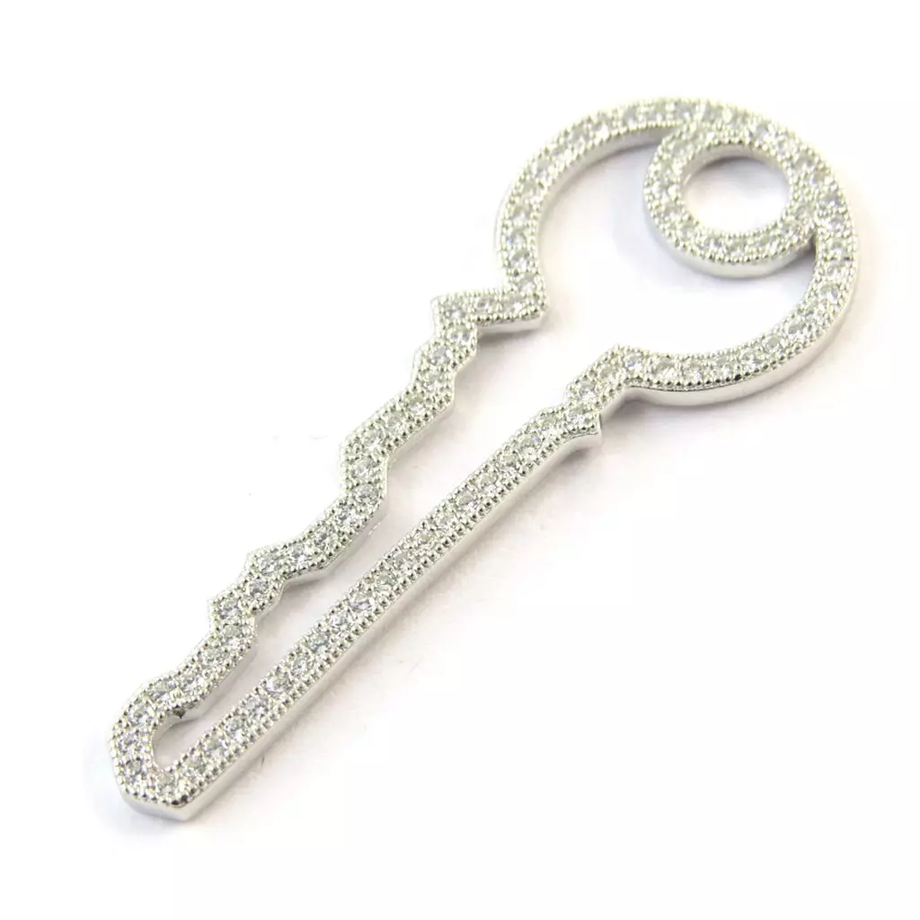 les trésors de lily Pendentif argent 'Clé des Fées' blanc argenté [N3254]
