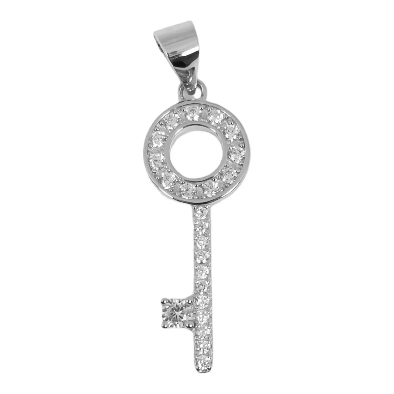 les trésors de lily Pendentif Argent 'Clé des Possibles' blanc argenté (rhodié) 25x10 mm [S0754]