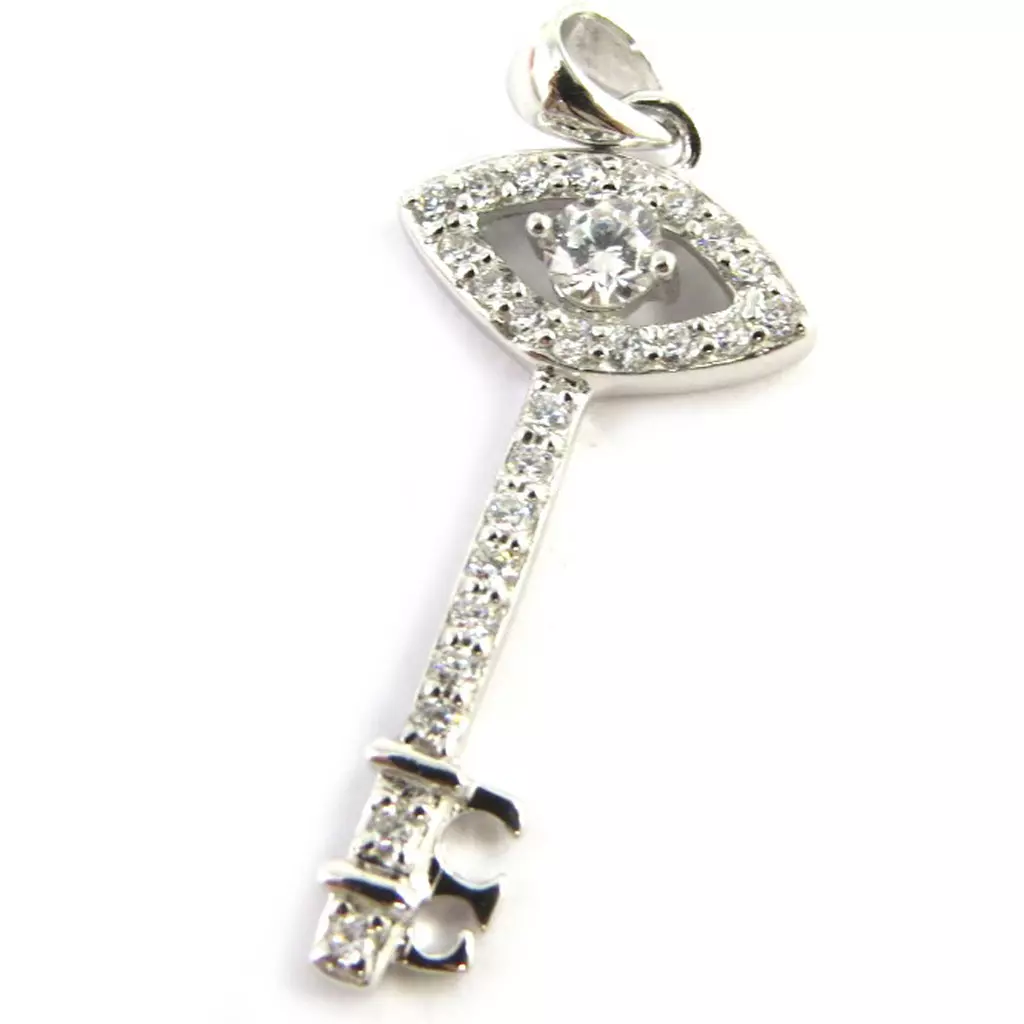 Les Trésors De Lily Pendentif Argent 'Clé Fatma' Blanc 28x11 Mm [M6196]
