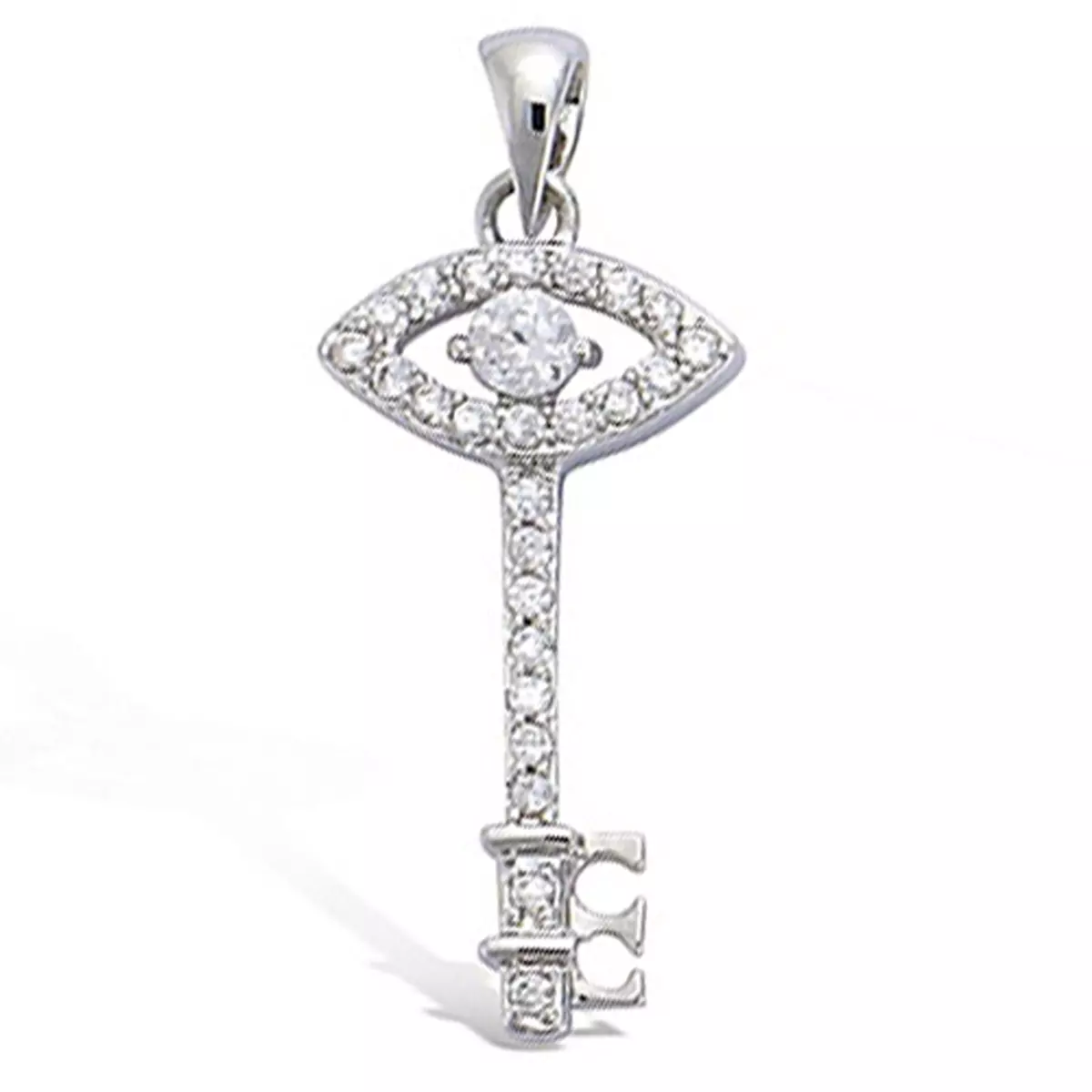 les trésors de lily Pendentif Argent 'Clé Fatma' blanc 28x11 mm [M6196]