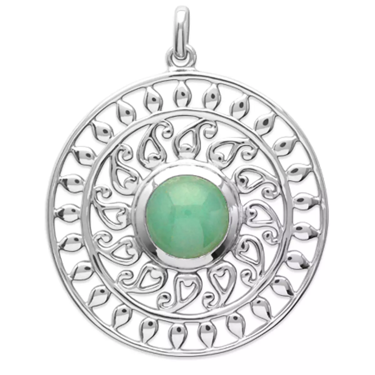 les trésors de lily Pendentif Argent 'Cléopatra' aventurine argenté (rhodié) 28 mm [Q3723]