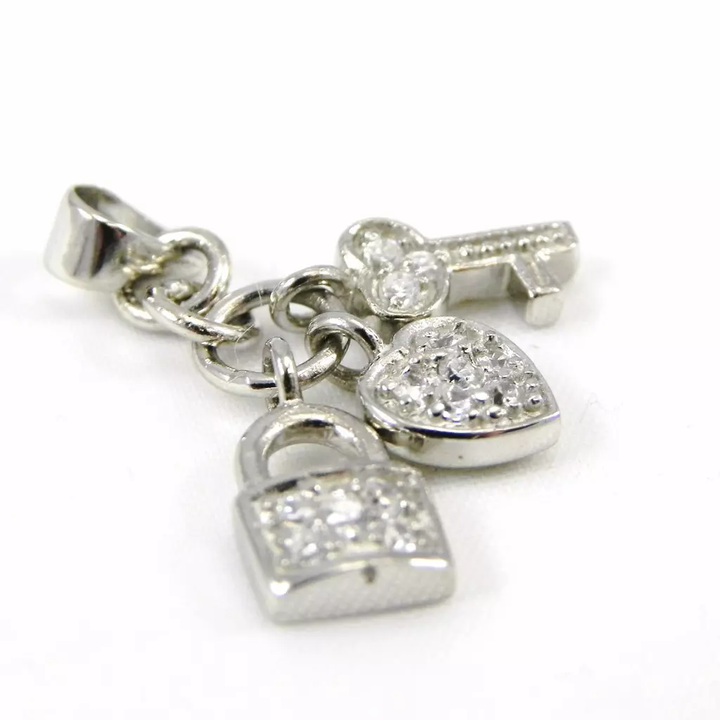 Les Trésors De Lily Pendentif Argent 'Clés Du Bonheur' Blanc [C6966]