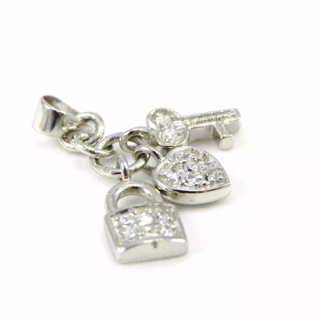Les Trésors De Lily Pendentif Argent 'Clés Du Bonheur' Blanc [C6966]