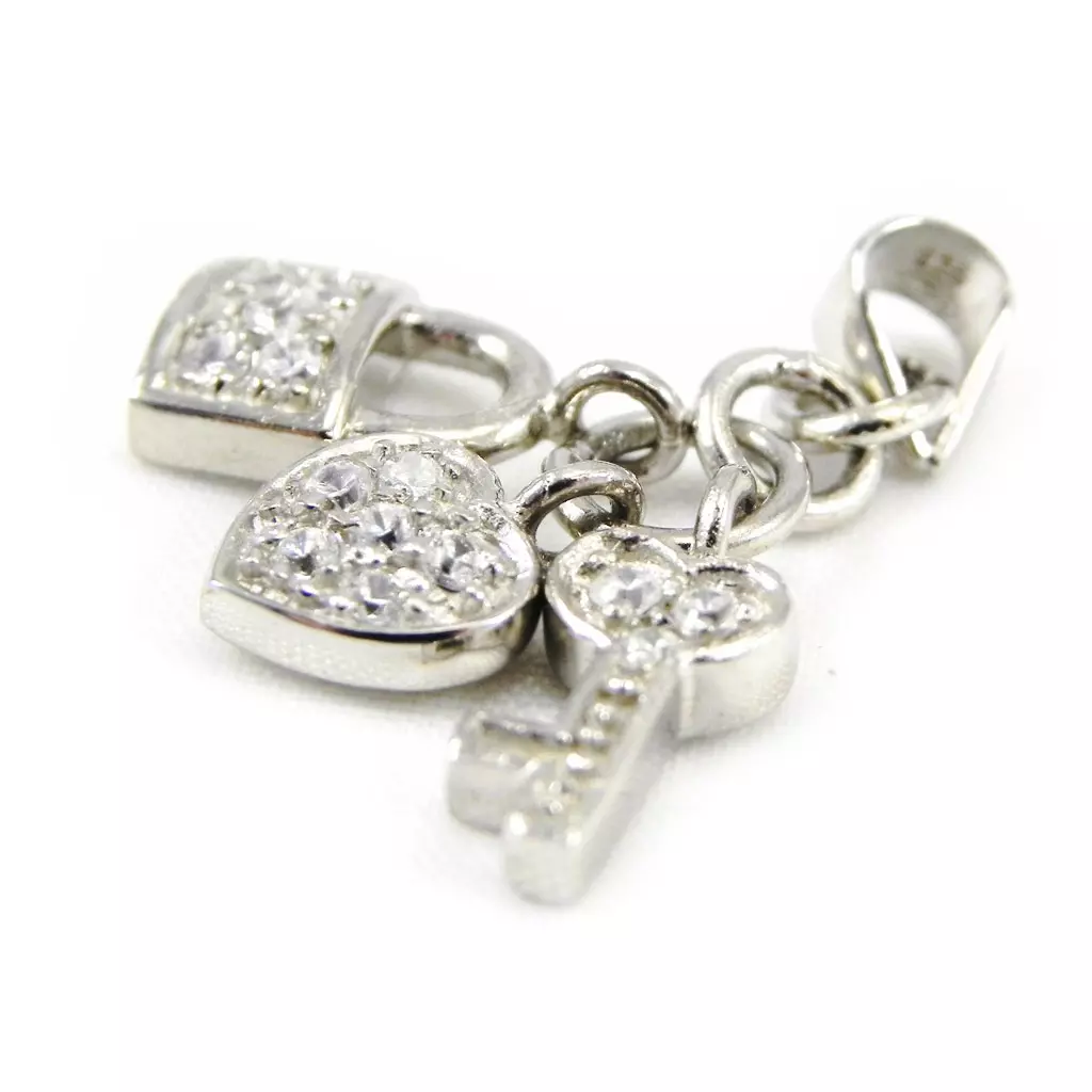 Les Trésors De Lily Pendentif Argent 'Clés Du Bonheur' Blanc [C6966]